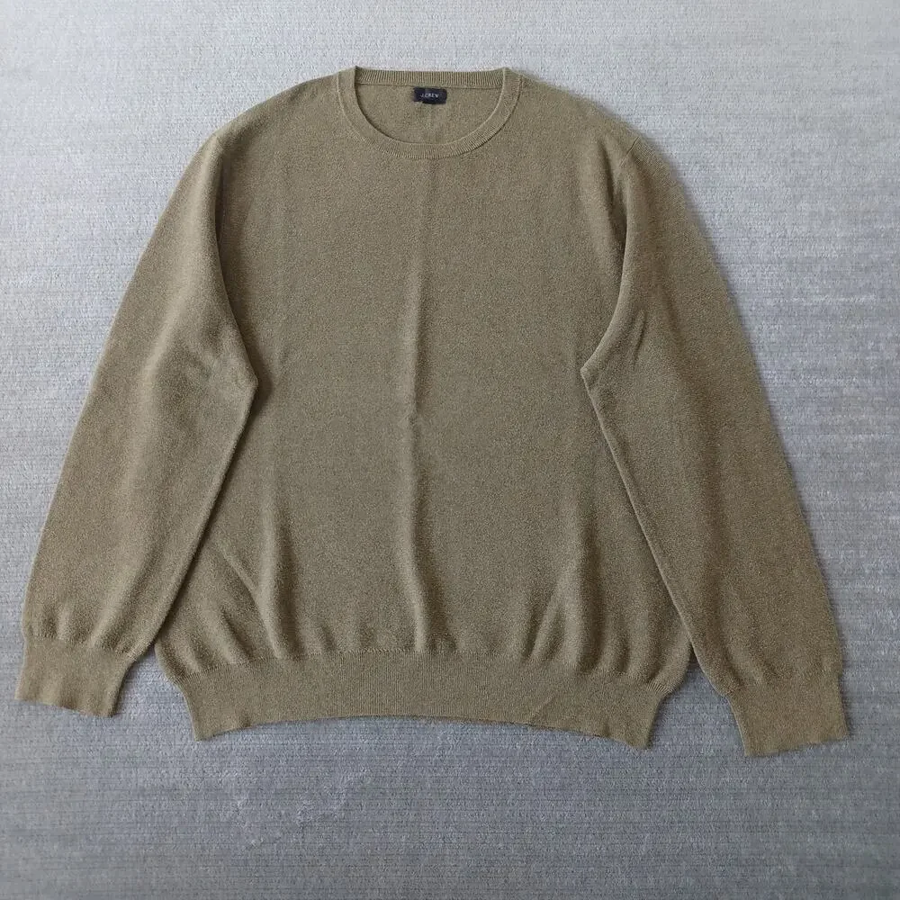 J.Crew Crewneck‎ Sweater Mens 2XL Green Lightweight Casual Stretch Garter Stitch